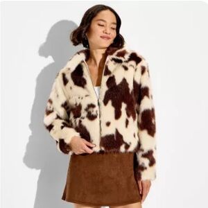 Women's Faux Fur Cow Print Jacket